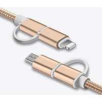 Hot Sell Nylon Weave Aluminium 2in1 Android And IOS Cable 2-in-1 USB Cable for Micro USB and Type-C Charger cord