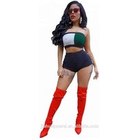 Strapless Block Bodycon Top & Shorts Set