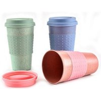 New Plastic Wheat Straw Travel Coffee Mugs Coffee Cup With Travel Lid Easy To Go Portable Mug For Outdoor Camping Hiking Picnic