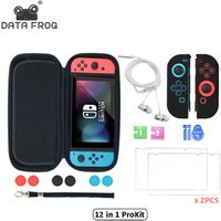 12 in 1 HD Tempered Glass Screen Protector for Nintend Switch +Carry Case Cover For NS Storage Bag With 6pcs Silicone Caps