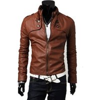 Korean Style Slim Fit Faux Leather Jacket