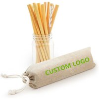 Logo Customized Reusable Bamboo Drinking Straws with Cleaning Brush Biodegradable Straws Eco Friendly