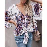 Chiffon Floral Short Sleeve Summer Top