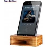 HQ-J101 Natural acoustic bamboo wooden cell phone sound active speaker amplifier stand holder speaker for iPhone