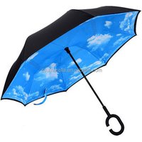 60cm hot selling new design fiberglass frame with windproof kazbrella inverted reverse umbrella