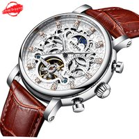 Automatic Mens Watches Luxury Automatic Mechanical Watch Sport Waterproof Leather Watch Tourbillon