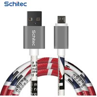 Schitec free shipping 1m 2A in stocks Leather Material Micro Fast Charging USB Phone Charger Cable