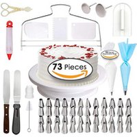 Wholesale Cake Decorating Supplies Kits Tools with Pastry Bags 73 Pieces Plastic Rotating Cake Decorating turntable set,