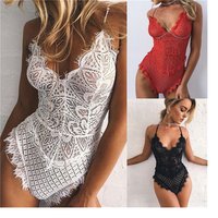 Women's Lace V-Neck Backless Bodysuit Lingerie