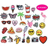 30 Piece Iron On Embroidery Patch Set Clothing