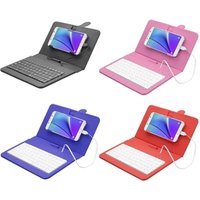 ENKAY Wired Keyboard Leather Protective Case with Holder for Android Tablet / Android Mobile Phone
