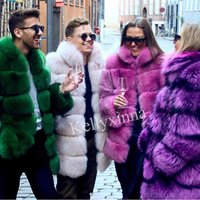 Real Fox Fur Coat Detachable Sleeves