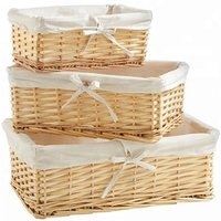 Wholesaler Bulk Custom Size Cheap Willow Wicker Storage Baskets with Lining