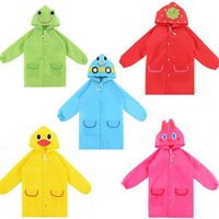 Polyester PVC Funny Cartoon Animal Style Waterproof Kids Raincoat For Baby Children Rain Coat Rainwear/Rainsuit Student Poncho