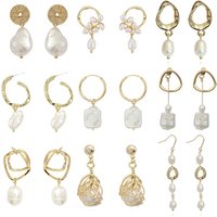 2019 new design women Korean 18K gold plated brass baroque fresh water pearl earrings