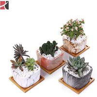 Hot sale mini square marble planter pots ceramic succulent plant pots