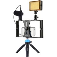 PULUZ 4 in 1 Dual Handheld Stabilizer Filmmaking Recording Vlogging Video Rig Kits with Microphone for iPhone Smartphones