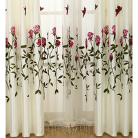 Embroidery 100% polyester curtain with voile fabric