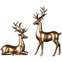 1 Pair Resin Deer Figurines Creative Animal Statue Vintage Home Decor Europe Elk Crafts Ornament Wedding Home Decoration