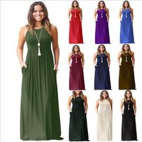 Walson Sleeveless Racerback Maxi Dress Pockets