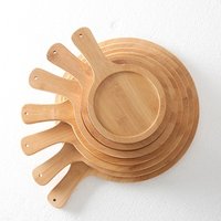 Multifunction bamboo different size wooden serving tray pizza plate with handle