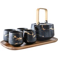 White Marble Design Porcelain Tea Set