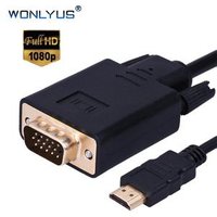 1080P HDMI Male to VGA Male Adapter Converter Connecter Cable 6ft Gold Plated Active Video Adaptor Cable 1.8 Meters/6 Ft