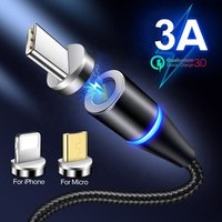 3 in 1 Micro USB Magnetic Magnet Quick 3A USB Type C Cable Phone Data Cables Fast Charging