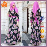 Muslim Chiffon Floral Long Dress