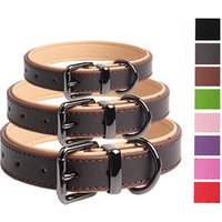New Fashion E Unique Solid Plain Blank Italian Durable Real Leather Dog Collar