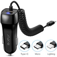 Free Shipping RAXFLY Mobile Phone Usb Car Charger Lighting Micro Usb Type C Quick Charge With USB Cable