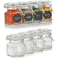 12 Pack - 3 Ounce Mini Clear Glass Spice Jar Container Set with Airtight Lids for Canning, Storage Jars for Tea, Spice, Kitchen