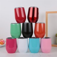 2019 hot selling 12oz double wall stainless steel vacuum insulated stemless wine glass cup with lid for wine & coffee