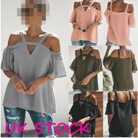 Cold Shoulder V Neck Short Sleeve Summer Top