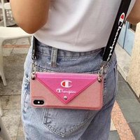 Envelope Case with strap for iphone 6s 6plus 7plus 8plus Leather Wallet Flip Cover with lanyard for iphone x xs xr xsmax