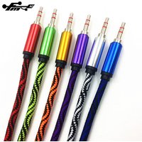 Hot wholesale metallic protective gold-plated 3.5MM audio AUX cable with fabric braid for car audio video cable