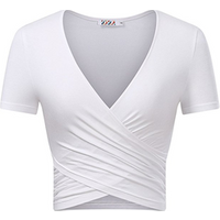 Deep V Neck Cross Wrap Slim Fit Crop Top
