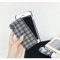 Free Sample New Design Fashion England Plaid Grid Fabric Cloth Phone Cover Case For Iphone XR 6.1