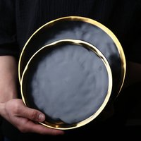 wholesale luxury hotel restaurant european style black dinner plate ceramic family restaurant steak plate dessert ceramic plate