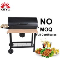 Outdoor Barbecue Trolley Smoker Big Oil Drum Grill Barrel Bbq Charcoal Grill With Folding Side Table