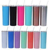 hot sell 20 oz stainless steel skinny tumbler double walled insulated with straw