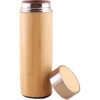 2019 Eco Friendly Stainless Steel Tea Drinking Wood Tumbler Bamboo Coffee Vacuum Flask Water Bottle with tea infuser custom logo