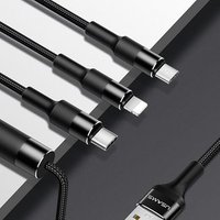 USAMS 3 In1 Mobile Phone Data Cable Type C Micro usb for Lightning cable fast charging iOS 12 For iPhone iPad Samsung