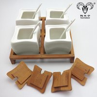 4pcs decorative spice jars canister set with bamboo lids for wholesale