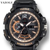 YAZOLE 481 482 Luxury Brand Plastic Military Men Watches Dual Display Clock Digital Quartz Waterproof Sports Men Wrist Watches