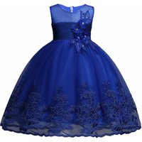 Girls Princess Party Dress Sleeveless Embroidery Floral Ball Gown Clothes Children White Color Evening Wedding Dresses