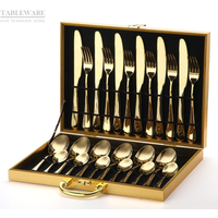 24 Piece Stainless Steel Cutlery Set Wooden Gift Box