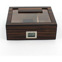 Modern Glass Top Cedar Wooden Desktop Cigar Humidor Digital Hygrometer
