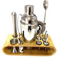 12Piece Cocktail Shaker Set with Stylish Bamboo Stand Perfect Home Bartender Kit and Stainless Steel Bar Tool Set 550ml 18oz