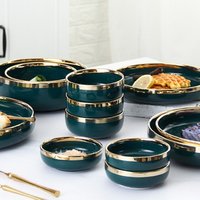 Hotel nordic luxury Commercial Cheap dinner round gold rim ceramic plate for restaurant